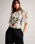 ARELLN-Tops-Our ARELLN top is a lovely addition to your new season wardrobe. Wide short sleeves and lace give it a vintage feel, while the scattered bouquet print is sure to get you noticed. Mesh top Lined Scattered bouquet print High neck Scalloped lace trims Wide short sleeves Button fastening with keyhole cut-out Julia is 5'10" / 1.78m and wears White in a Ted size 1- Ted Baker Romania